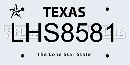 LHS8581 Texas License Plate