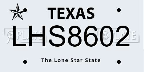 LHS8602 Texas License Plate