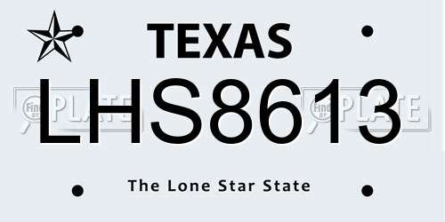 LHS8613 Texas License Plate
