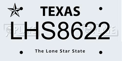 LHS8622 Texas License Plate