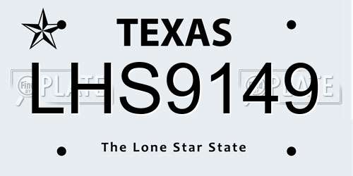 LHS9149 Texas License Plate