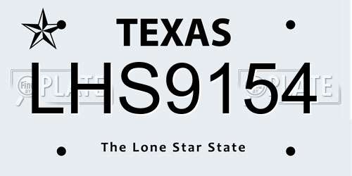 LHS9154 Texas License Plate