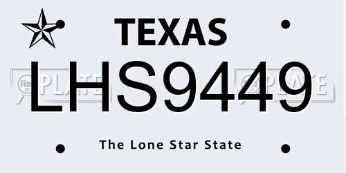 LHS9449 Texas License Plate