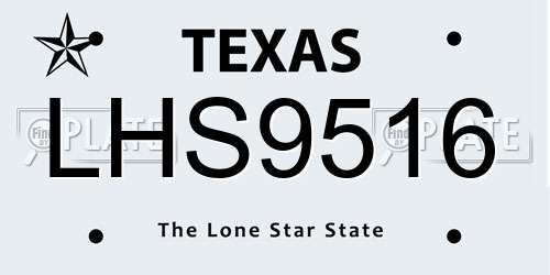 LHS9516 Texas License Plate