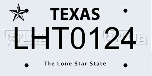 LHT0124 Texas License Plate