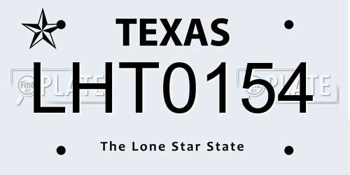 LHT0154 Texas License Plate