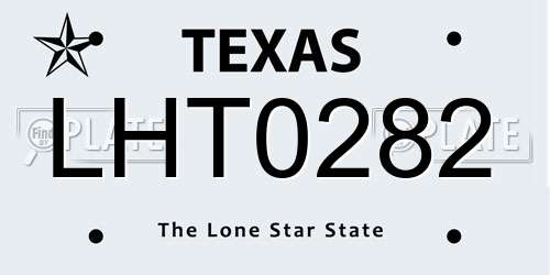 LHT0282 Texas License Plate
