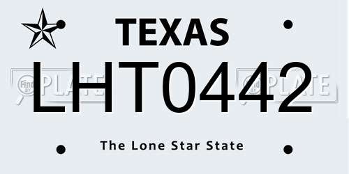 LHT0442 Texas License Plate