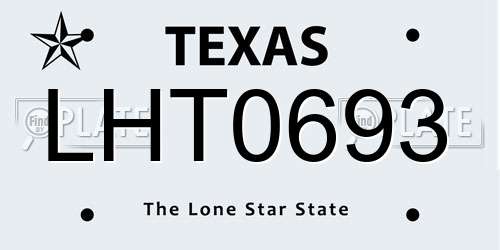 LHT0693 Texas License Plate