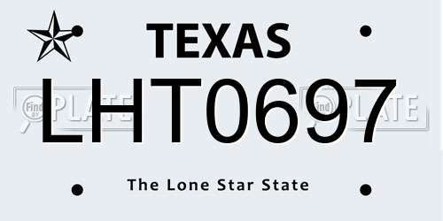 LHT0697 Texas License Plate
