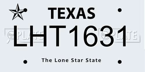 LHT1631 Texas License Plate