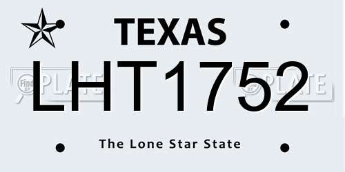 LHT1752 Texas License Plate