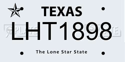 LHT1898 Texas License Plate
