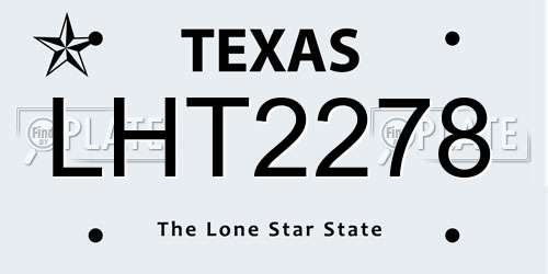 LHT2278 Texas License Plate