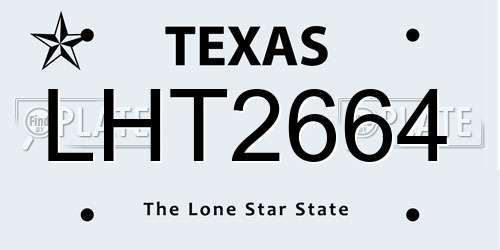 LHT2664 Texas License Plate