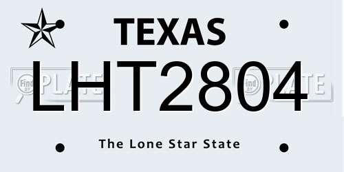 LHT2804 Texas License Plate