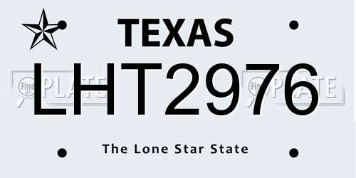 LHT2976 Texas License Plate