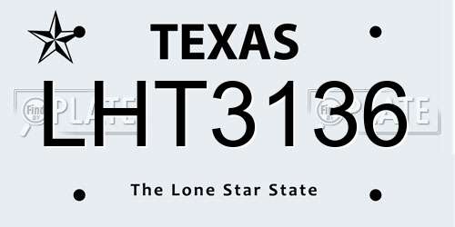 LHT3136 Texas License Plate