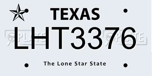 LHT3376 Texas License Plate