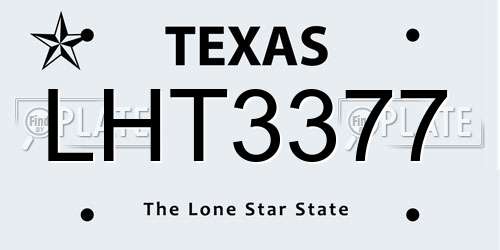 LHT3377 Texas License Plate