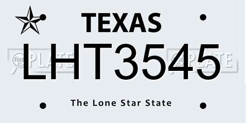 LHT3545 Texas License Plate