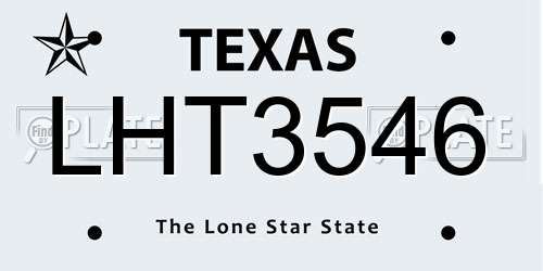 LHT3546 Texas License Plate