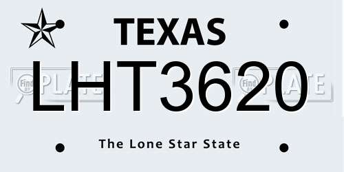 LHT3620 Texas License Plate