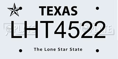LHT4522 Texas License Plate