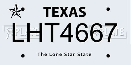 LHT4667 Texas License Plate