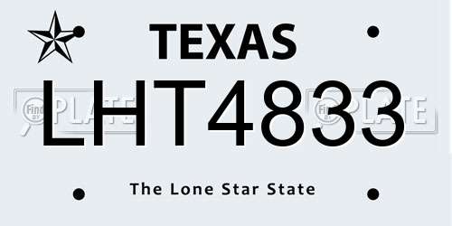 LHT4833 Texas License Plate