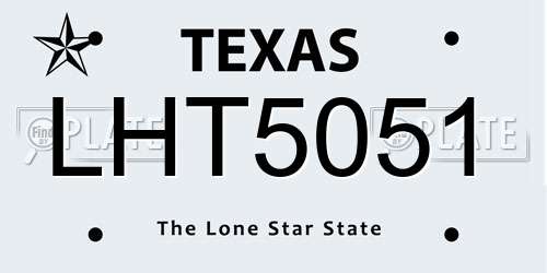 LHT5051 Texas License Plate