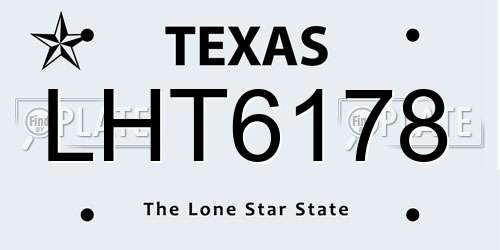 LHT6178 Texas License Plate