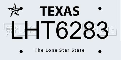 LHT6283 Texas License Plate