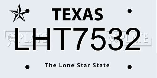 LHT7532 Texas License Plate
