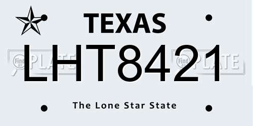 LHT8421 Texas License Plate