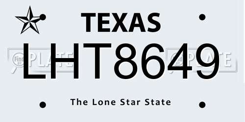 LHT8649 Texas License Plate