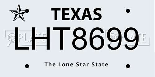 LHT8699 Texas License Plate