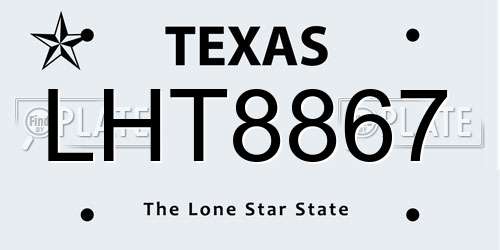 LHT8867 Texas License Plate