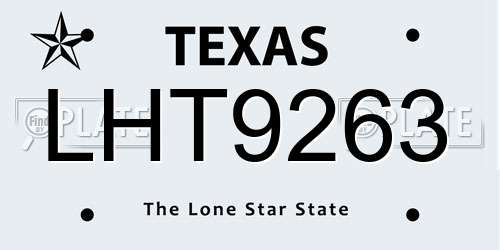 LHT9263 Texas License Plate
