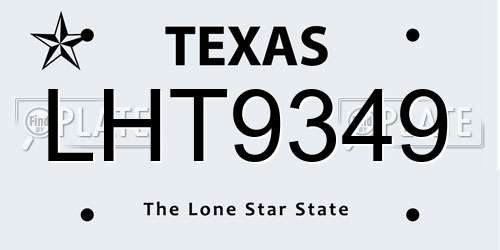 LHT9349 Texas License Plate