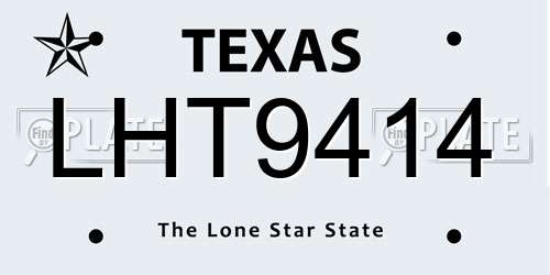 LHT9414 Texas License Plate