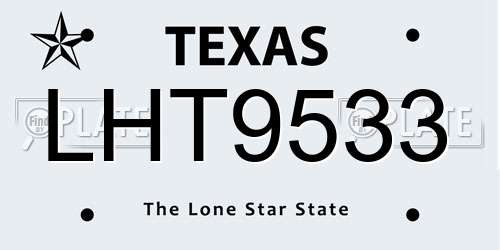 LHT9533 Texas License Plate