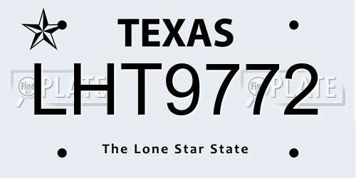 LHT9772 Texas License Plate