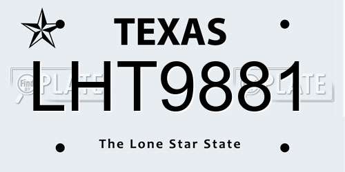 LHT9881 Texas License Plate