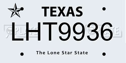 LHT9936 Texas License Plate