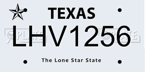 LHV1256 Texas License Plate