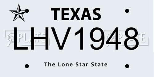 LHV1948 Texas License Plate