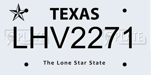 LHV2271 Texas License Plate
