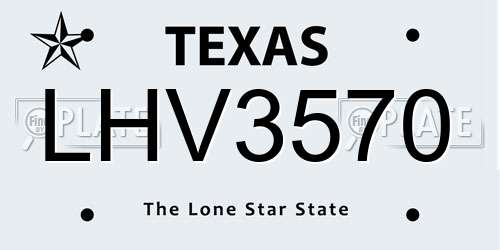 LHV3570 Texas License Plate