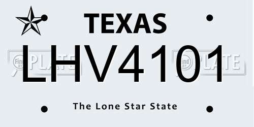 LHV4101 Texas License Plate